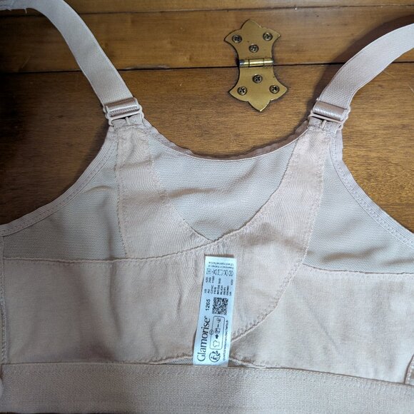 Glamorise MagicLift Front-Closure Posture Back Café Tan Biege 42D - Picture 4 of 7